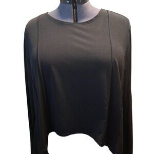 Lisa Bayne Asymmetrical Lagenlook Black Crop-Top Sz 2X